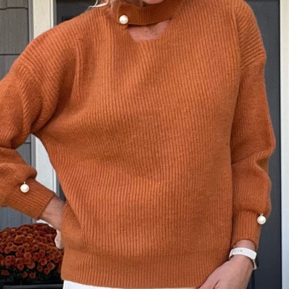 CHICWISH PEARL DECOR RIBBED KNIT SWEATER - Picture 2 of 5